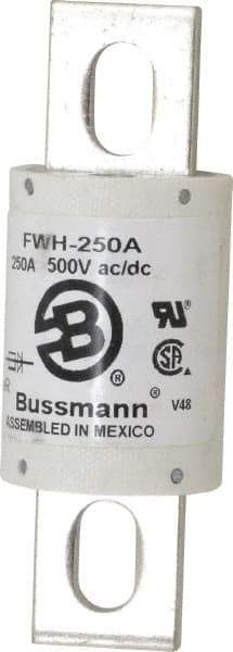 Cooper Bussmann - 500 VAC/VDC, 250 Amp, Fast-Acting Semiconductor/High Speed Fuse - Bolt-on Mount, 4-11/32" OAL, 200 (RMS Symmetrical), 50 at DC kA Rating, 1-1/2" Diam - Benchmark Tooling