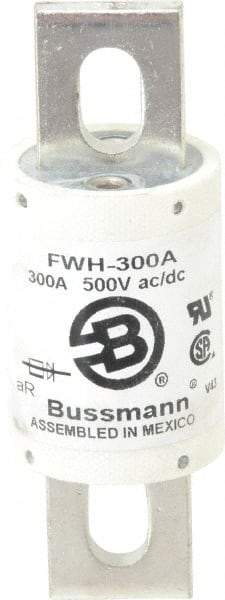 Cooper Bussmann - 500 VAC/VDC, 300 Amp, Fast-Acting Semiconductor/High Speed Fuse - Bolt-on Mount, 4-11/32" OAL, 200 (RMS Symmetrical), 50 at DC kA Rating, 1-1/2" Diam - Benchmark Tooling