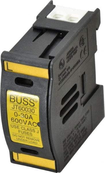 Cooper Bussmann - 1 Pole, 600 VAC/VDC, 30 Amp, DIN Rail Mount Fuse Holder - Compatible with J Class, 1.23 Inch Wide Fuse - Benchmark Tooling