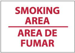 NMC - "Smoking Area", 10" Long x 14" Wide, Rigid Plastic Safety Sign - Rectangle, 0.05" Thick, Use for Smoking Regulations - Benchmark Tooling