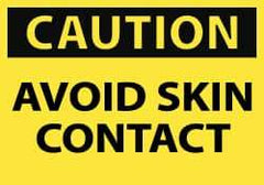 NMC - Accident Prevention Label, Header: CAUTION - Legend: Caution - Avoid Skin Contact, English, Black & Yellow, 5" Long x 3" High, Sign Muscle Finish - Benchmark Tooling