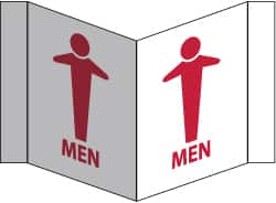 NMC - "Men", 5-3/4" Long x 8-3/4" Wide, Rigid Plastic Safety Sign - Rectangle, 0.125" Thick, Use for Restroom, Janitorial & Housekeeping - Benchmark Tooling
