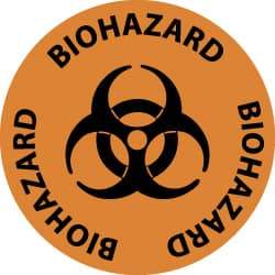 NMC - Biohazard, Anti-Skid Pressure-Sensitive Vinyl Floor Sign - Round, Black on Orange, Adhesive Backed, For Hazardous Materials - Benchmark Tooling