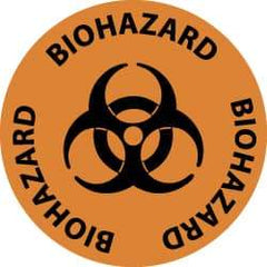 NMC - Biohazard, Anti-Skid Pressure-Sensitive Vinyl Floor Sign - Round, Black on Orange, Adhesive Backed, For Hazardous Materials - Benchmark Tooling