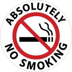 NMC - Absolutely No Smoking, Anti-Skid Pressure-Sensitive Vinyl Floor Sign - Round, Black & Red on White, Adhesive Backed, For Security & Admittance - Benchmark Tooling