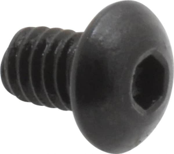 Holo-Krome - #8-32 UNC Hex Socket Drive, Button Screw - Alloy Steel, Black Oxide Finish, Fully Threaded, 1/4" Length Under Head - Benchmark Tooling