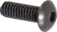 Holo-Krome - #8-32 UNC Hex Socket Drive, Button Screw - Alloy Steel, Black Oxide Finish, Fully Threaded, 1/2" Length Under Head - Benchmark Tooling