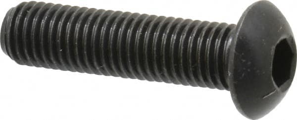 Holo-Krome - 1/4-28 UNF Hex Socket Drive, Button Screw - Alloy Steel, Black Oxide Finish, Fully Threaded, 1" Length Under Head - Benchmark Tooling