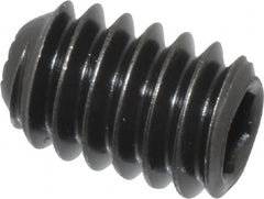 Holo-Krome - 1/4-20 UNC, 3/8" OAL, Internal Knurl Point Set Screw - Grade 8 Alloy Steel, 1/8" Key - Benchmark Tooling