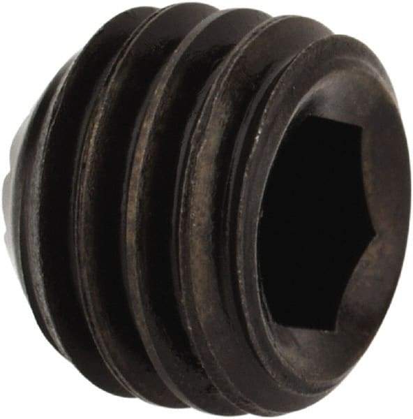 Holo-Krome - 1/4-28 UNF, 3/16" OAL, Internal Knurl Point Set Screw - Grade 8 Alloy Steel, 1/8" Key - Benchmark Tooling