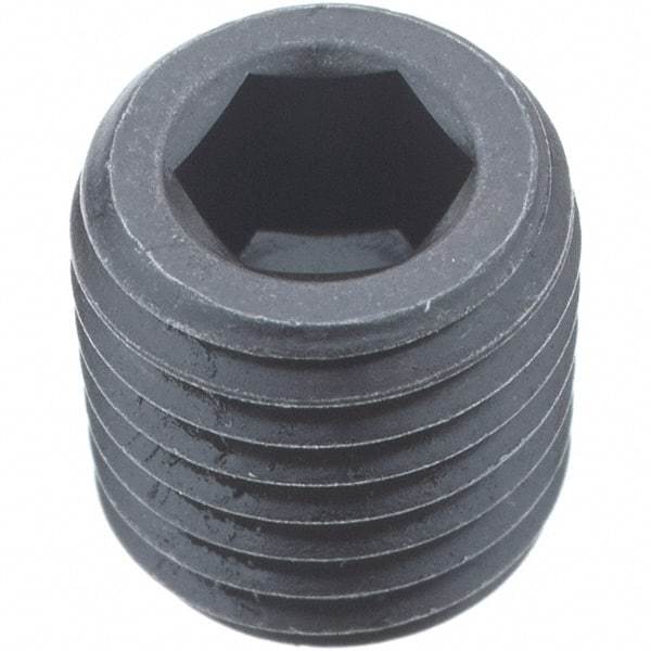 Holo-Krome - 1/16-27, 5/16" OAL, Alloy Steel Socket Pressure Plug - 3/4" Taper per Foot, 5/32" Hex Key - Benchmark Tooling