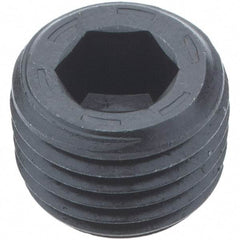 Holo-Krome - 1/4-18, 13/32" OAL, Alloy Steel Socket Pressure Plug - 7/8" Taper per Foot, 1/4" Hex Key - Benchmark Tooling