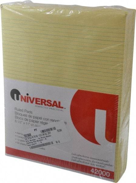 UNIVERSAL - 50 Sheet, 8-1/2 x 11", Glue Top Ruled Writing Pad - Canary - Benchmark Tooling