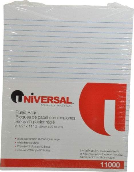 UNIVERSAL - 50 Sheet, 8-1/2 x 11", Glue Top Ruled Writing Pad - White - Benchmark Tooling