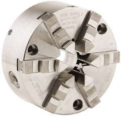 Buck Chuck Company - 6 Jaws, 10" Diam, Self Centering Manual Lathe Chuck - Front Mount, Adjustable, 2,600 Max RPM, 3.23" Through Hole Diam, Forged Steel - Benchmark Tooling