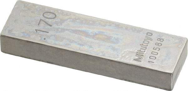 Mitutoyo - 0.17" Rectangular Steel Gage Block - Accuracy Grade 0, Includes Certificate of Inspection - Benchmark Tooling