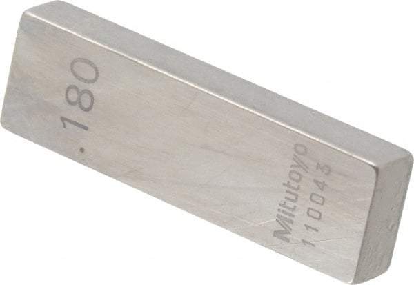 Mitutoyo - 0.18" Rectangular Steel Gage Block - Accuracy Grade 0, Includes Certificate of Inspection - Benchmark Tooling