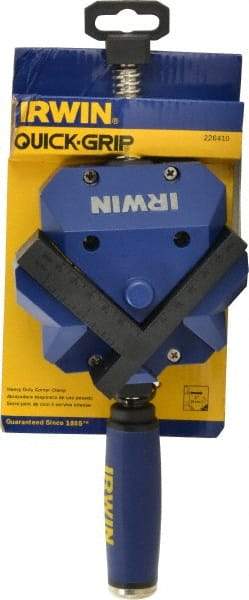 Irwin - Fixed Angle, 2 Axes, 2-3/8" Jaw Height, 3" Max Capacity, Angle & Corner Clamp - 90° Clamping Angle, 3" Throat Depth - Benchmark Tooling