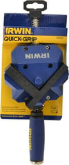 Irwin - Fixed Angle, 2 Axes, 2-3/8" Jaw Height, 3" Max Capacity, Angle & Corner Clamp - 90° Clamping Angle, 3" Throat Depth - Benchmark Tooling