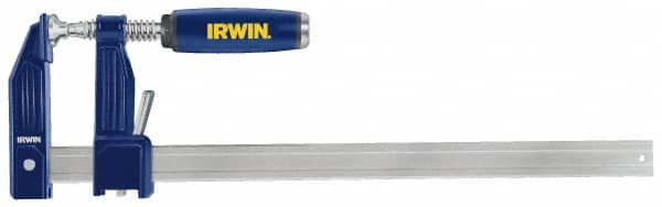 Irwin - 12" Capacity, 3-1/8" Throat Depth Bar Clamp - 1,000 Lb Clamping Pressure, 12" OAL - Benchmark Tooling