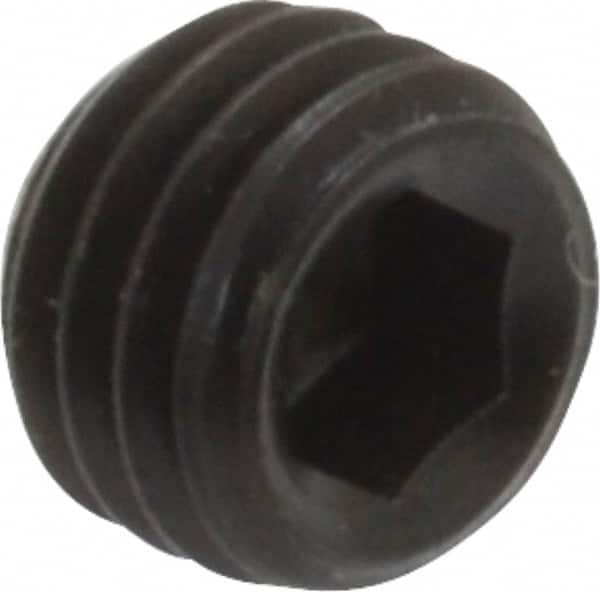 Holo-Krome - 1/4-28 UNF, 3/16" OAL, Cup Point Set Screw - Grade 8 Alloy Steel, 1/8" Key - Benchmark Tooling