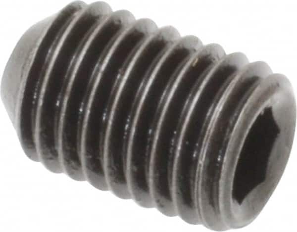 Holo-Krome - 1/4-28 UNF, 3/8" OAL, Cup Point Set Screw - Grade 8 Alloy Steel, 1/8" Key - Benchmark Tooling