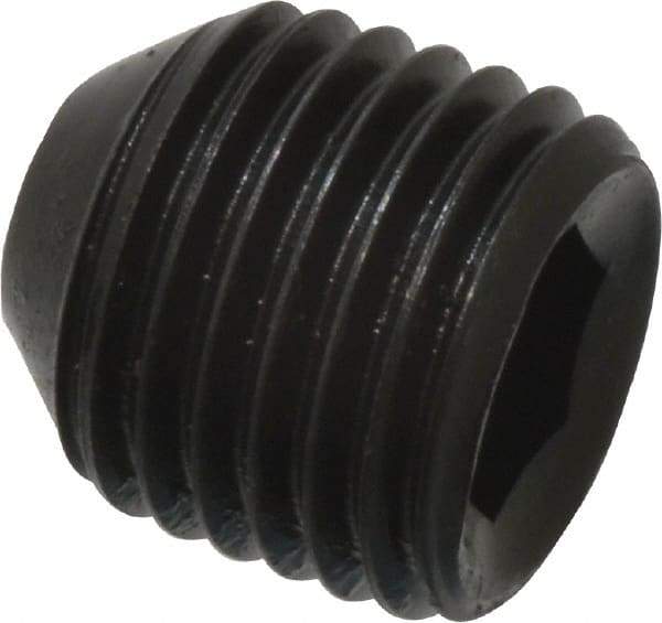 Holo-Krome - 3/8-24 UNF, 3/8" OAL, Cup Point Set Screw - Grade 8 Alloy Steel, 3/16" Key - Benchmark Tooling