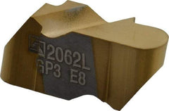 Tool-Flo - 2062FLR Grade GP3, 3.18mm Cutting Width Carbide Grooving Insert - 2.79mm Max Depth of Cut, Left Hand, 1/16" Corner Radius, TiN Finish - Benchmark Tooling