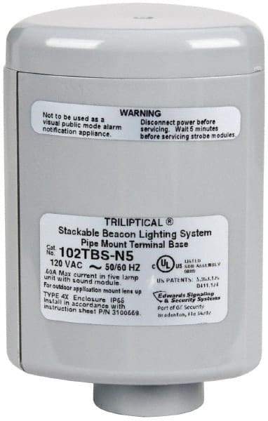 Edwards Signaling - Flashing and Steady, Stackable Tower Light Base Unit - 120 VAC, 0.60 Amp, IP54, IP65 Ingress Rating, 3R, 4X NEMA Rated, Pipe Mount - Benchmark Tooling