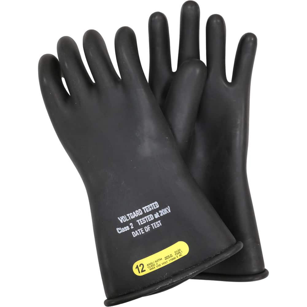 Arc Flash & Flame Protection Gloves; Material Type: Rubber; Coating Material: Uncoated; Maximum Arc Flash Protection (cal/Sq. cm): 2; Coating Coverage: Uncoated; Women's Size: Large; Men's Size: Medium; Back Material: Rubber; Color: Black; Glove Class Num