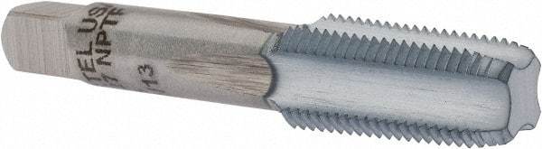 Hertel - 1/8-27 NPTF Thread, 4 Flute Standard Pipe Tap - 2-1/8" OAL, 3/4" Thread Length, 7/16" Shank Diam, Chrome Finish, High Speed Steel - Exact Industrial Supply