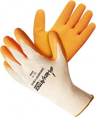 HexArmor - Size XL (10), ANSI Cut Lvl A9, Puncture Lvl 5, Natural Rubber Latex Coated Cotton/SuperFabric Cut Resistant Gloves - 11.02" Long, Palm & Knuckles Coated, SuperFabric Lining, Knit Wrist, White/Orange, Paired - Benchmark Tooling