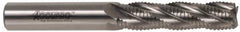 Accupro - 1" Diam, Fine Pitch, 3" LOC, 5 Flute Powdered Metal Corner Chamfer Roughing End Mill - Uncoated, 5-1/2" OAL, 1" Shank Diam, Single End, Centercutting, 30° Helix - Benchmark Tooling