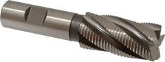 Accupro - 1" Diam, Fine Pitch, 2" LOC, 5 Flute Powdered Metal Corner Chamfer Roughing End Mill - Uncoated, 4-1/4" OAL, 3/4" Shank Diam, Single End, Centercutting, 30° Helix - Benchmark Tooling