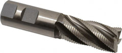 Accupro - 1" Diam, Fine Pitch, 2" LOC, 5 Flute Powdered Metal Corner Chamfer Roughing End Mill - Uncoated, 4-1/2" OAL, 1" Shank Diam, Single End, Centercutting, 30° Helix - Benchmark Tooling