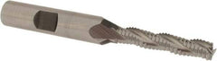 Accupro - 1/4" Diam, Fine Pitch, 1-1/4" LOC, 3 Flute Powdered Metal Corner Chamfer Roughing End Mill - Uncoated, 3-1/16" OAL, 3/8" Shank Diam, Single End, Centercutting, 30° Helix - Benchmark Tooling