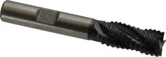 Accupro - 7/16" Diam, Coarse Pitch, 1" LOC, 4 Flute Powdered Metal Corner Chamfer Roughing End Mill - TiAlN Finish, 2-11/16" OAL, 3/8" Shank Diam, Single End, Centercutting, 30° Helix - Benchmark Tooling