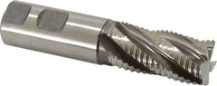 Accupro - 1" Diam, Coarse Pitch, 2" LOC, 5 Flute Powdered Metal Corner Chamfer Roughing End Mill - Uncoated, 4-1/2" OAL, 1" Shank Diam, Single End, Centercutting, 30° Helix - Benchmark Tooling
