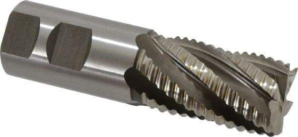 Accupro - 1-1/4" Diam, Coarse Pitch, 2" LOC, 6 Flute Powdered Metal Corner Chamfer Roughing End Mill - Uncoated, 4-1/2" OAL, 1-1/4" Shank Diam, Single End, Centercutting, 30° Helix - Benchmark Tooling