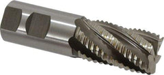 Accupro - 1-1/4" Diam, Coarse Pitch, 2" LOC, 6 Flute Powdered Metal Corner Chamfer Roughing End Mill - Uncoated, 4-1/2" OAL, 1-1/4" Shank Diam, Single End, Centercutting, 30° Helix - Benchmark Tooling