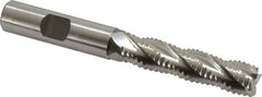 Accupro - 1/2" Diam, Coarse Pitch, 2" LOC, 4 Flute Powdered Metal Corner Chamfer Roughing End Mill - Uncoated, 4" OAL, 1/2" Shank Diam, Single End, Centercutting, 30° Helix - Benchmark Tooling