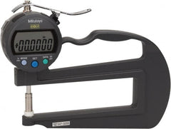 Mitutoyo - 0mm to 10mm Measurement, 0.01mm Resolution Electronic Thickness Gage - Accurate up to 0.001", 1.5 N Measuring Force - Benchmark Tooling