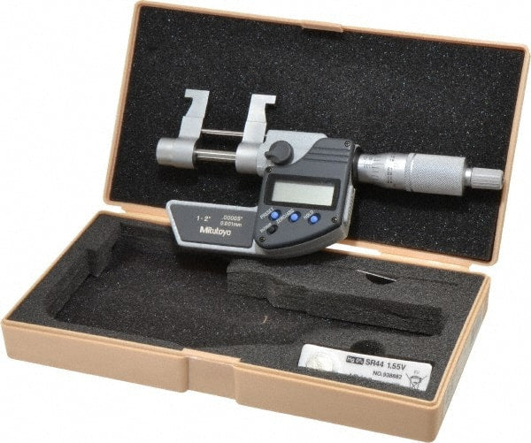 Mitutoyo - 1 to 2" Range, 0.00005" Resolution, Electronic Inside & Tubular Micrometer - Benchmark Tooling