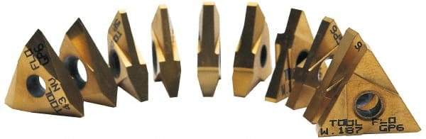 Tool-Flo - 32TNMA Grade GP50, 1.57mm Cutting Width Carbide Grooving Insert - 0.15" Max Depth of Cut, Right Hand, TiN Finish - Benchmark Tooling
