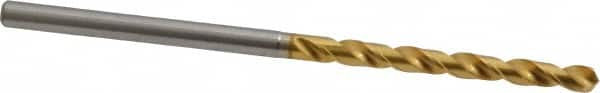 OSG - 2.90068mm 130° Vanadium High Speed Steel Jobber Drill - TiN Finish, Right Hand Cut, Spiral Flute, Straight Shank, 65mm OAL, Standard Point - Benchmark Tooling