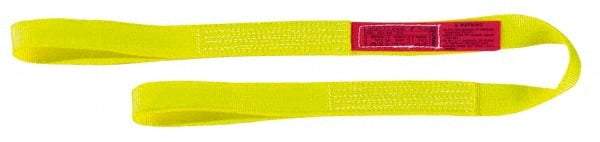 Lift-All - 3' Long x 4" Wide, 11,500 Lb Vertical Capacity, 2 Ply, Nylon Web Sling - 9,200 Lb Choker Capacity, Yellow - Benchmark Tooling