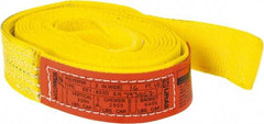 Lift-All - 16' Long x 2" Wide, 3,200 Lb Vertical Capacity, 1 Ply, Polyester Web Sling - 2,500 Lb Choker Capacity, Yellow - Benchmark Tooling