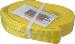 Lift-All - 20' Long x 2" Wide, 3,200 Lb Vertical Capacity, 1 Ply, Polyester Web Sling - 2,500 Lb Choker Capacity, Yellow - Benchmark Tooling