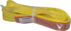 Lift-All - 6' Long x 2" Wide, 3,200 Lb Vertical Capacity, 1 Ply, Polyester Web Sling - 2,500 Lb Choker Capacity, Yellow - Benchmark Tooling