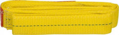 Lift-All - 8' Long x 2" Wide, 3,200 Lb Vertical Capacity, 1 Ply, Polyester Web Sling - 2,500 Lb Choker Capacity, Yellow - Benchmark Tooling